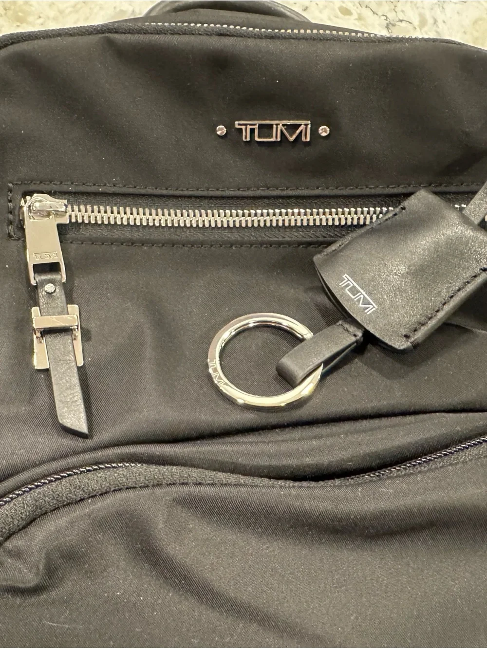 TUMI Backpack Black Nylon w/Silver Trim EUC